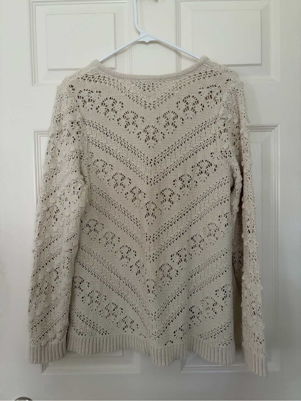 J. Jill Cream Crochet V-Neck Sweater - Picture 2 of 6
